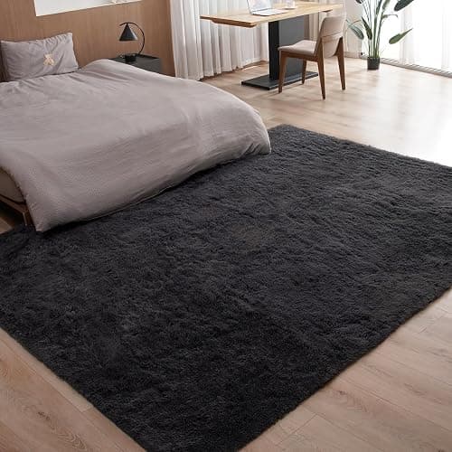 Fyoulimt 8x10 Area Rugs for Bedrooms, Fluffy Rugs for Living Room Decor, Ultra Soft Anti Slip Shag Fuzzy Carpets，Washable Large Area Rugs for Nursery, Kids, Girls, Boys Grey thumbnail 7
