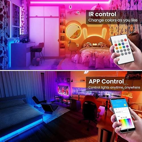 TJOY 100FT Smart Led Strip Lights for Bedroom Alexa Compatible Wireless RGB | Music Sync, RGB Color Changing Lights for Room Decor(APP+Remote+Voice control) thumbnail 3