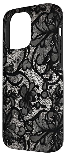 Motif Vintage en Dentelle Noire Coque pour iPhone 14 Pro Max thumbnail 2
