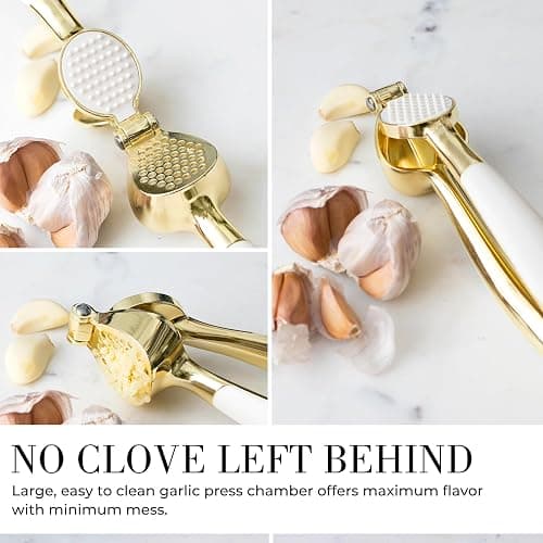 White & Gold Cooking Utensils Set - Luxe 8-Piece Kitchen Gadget Set Includes Can Opener, Tongs and Garlic Press - Stylish White and Gold Kitchen Accessories for Modern Kitchens, Ideal for Gifting - 8 Piece White & Gold thumbnail 7