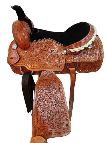 Western Trail Saddle Horse Pleasure Comfortable Ride Tooled Leather Rodeo Cowboy Saddles 15 16 17 18 FQHB thumbnail 7