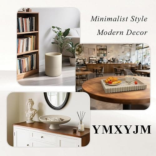 YMXYJM-Scalloped Coffee Table Tray，Ottoman Tray for Modern Home Decor. 14" Decorative Tray for Entryway Table Decor, Living Room Table Decor, Coffee Table Centerpiece - Beige Resin thumbnail 7