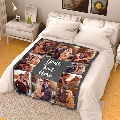 ICELIETE Custom Blanket with Picture Text Customized Fleece Photo Blanket for Couples Gifts Personalized Blankets and Throws Christmas Birthday Gifts for Boyfriend Girlfriend thumbnail 2