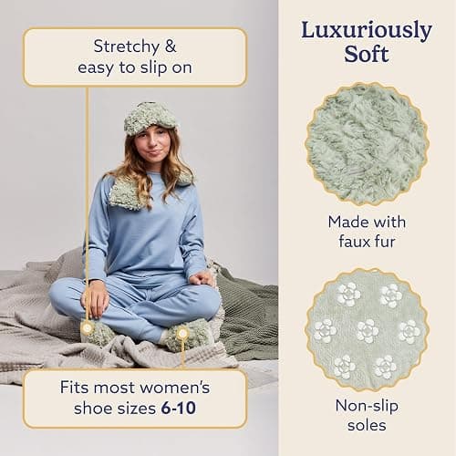 warmies Microwaveable House Slippers for Women - Plush, Soft & Fuzzy Indoor Slippers with Backs & Non-Slip Memory Foam Soles - Cozy Warm Ladies Slipper thumbnail 3