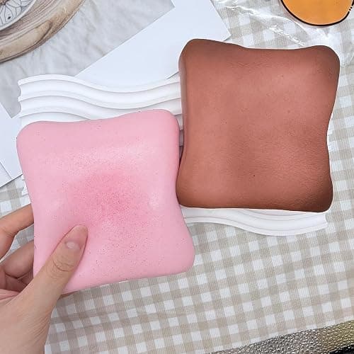 Bread Butter Squishy,Slow Rising Squishy，Stocking Stuffers,Stress Balls，Stress Relief & Fidget Toys for ADHD，Party Favor Gift (Pink) thumbnail 2