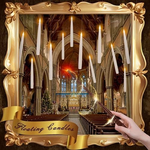 CAKETYCG 24 Pcs Halloween LED Magic Hanging Floating Candles, Taper Flickering Flameless with 2 Magic Wands - Candle Set for Halloween, Christmas, Weddings, Birthdays & Fantasy Ambiance... thumbnail 8