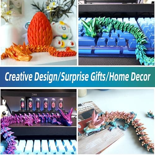 3D Printed Dragon Egg, 15Inch Crystal Dragon with Egg,Surprise Egg,Articulated Fidget Toys for Executive Home Office Decor,Toys for Kids Gifts thumbnail 6