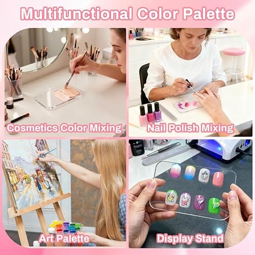 RAQEHO Acrylic Nail Art Palette - Transparent Nail Gel Polish Paint Mixing Pallet Design Plate For Nail Art Foundation Makeup Mixing Tray Display Stand Manicure Tools Supplies Accessories(3.15"×4.72" thumbnail 8