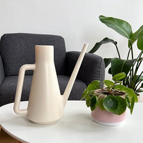 Plastia Gießkanne Klein für den Zimmerpflanzen 1,8 L - Blumengießkanne aus Recyceltem Kunststoff - Giesskanne mit Langem Ausgießer für Einfache Bewässerung, Elfenbein thumbnail 4