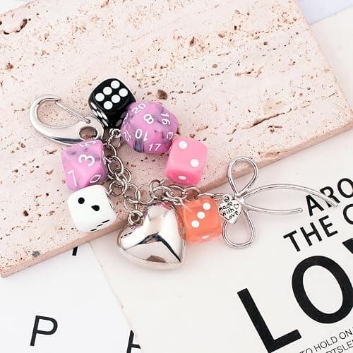 SORGERLY 8 Ball Dice Charm Keychain - Cute Bag Purse Handbag Accessories - Y2K Aesthetic Key Chain for Women Men thumbnail 5