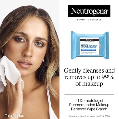 Neutrogena Fragrance-Free Makeup Remover Wipes, Daily Ultra-Soft Micellar Cleansing Wipes Gently Remove Oil & Waterproof Makeup, Hypoallergenic, Made with Plant-Based Cloth, 25 ct thumbnail 2