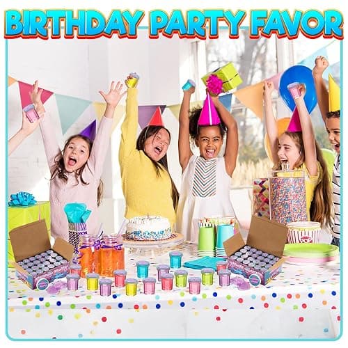 Mini Glitter Putty - (Bulk Pack of 48) Mini Slime for Kids Party Favors in Assorted Neon Rainbow Colors for Birthday Party Favor, Fidget Toys, and Prizes thumbnail 5