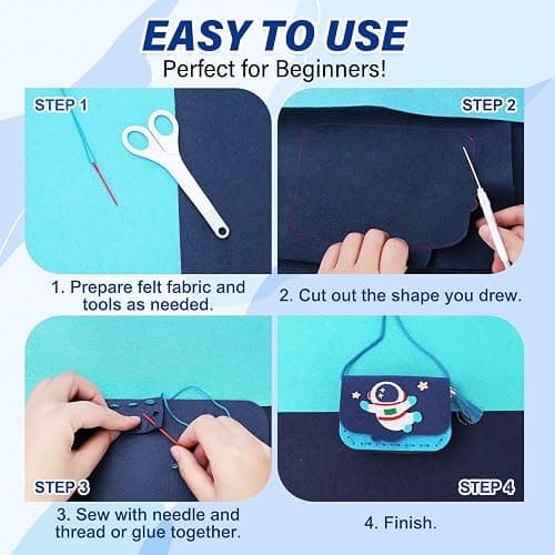 MITINU 13 Pcs 8"x35" Large Stiff Felt Fabric Sheets, 1.2mm Thick Nonwoven Felt for DIY Crafts, Patchwork, Sewing & Home Decoration Projects (Blue Themed Colorful Series) thumbnail 5
