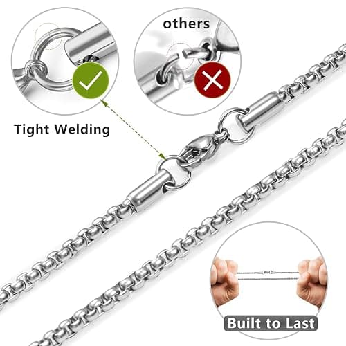 Romass 2 Pcs Cross Necklace for Men Boys,Stainless Steel Pendant Silver Black Crosses Chain Jewelry Gifts Box 16-30 inches thumbnail 4