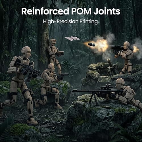 5PC Dummy 13 Titan T13 Action Figure Set 3D Printed Poseable Lucky Military Soldier 7in Movable Army Squad with Plastic Blaster Rifle Scout Drone Blaster Knife Accessories Assembly Complete Model thumbnail 5