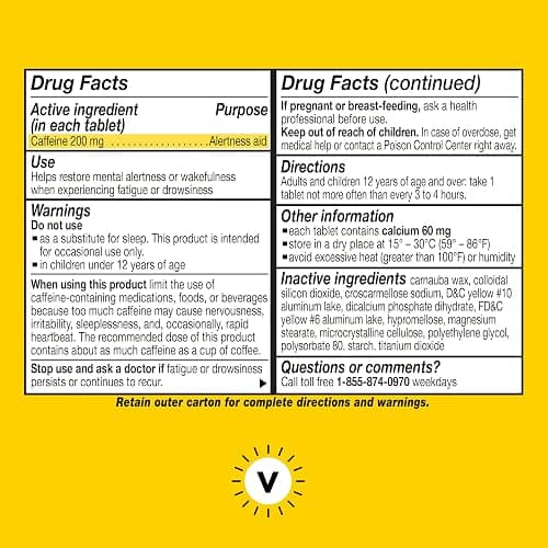 Vivarin, Caffeine Pills, 200mg Caffeine per Dose, Safely and Effectively Helps You Stay Awake, No Sugar, Calories or Hidden Ingredients, Energy Supplement, 40 Tablets thumbnail 2