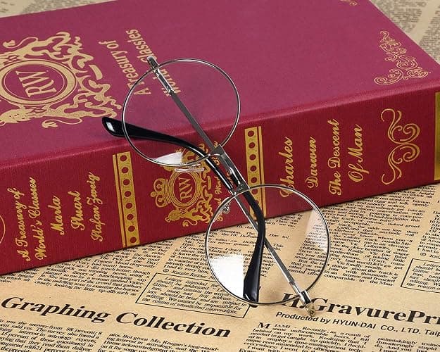 PLAY BLING Big 2-Inch Clear Lens Round Glasses Set of 3 Cosplay Metal Frame Fake Circular Glasses Circle Eyeglasses for Adult Women Men thumbnail 8