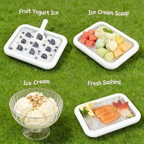 Rolled Ice Cream Maker, New At-Home Ice Cream Roller Maker, DIY Fun Family Activity Instant Ice Cream Tray with Instant Freeze Tray and 2 Scrapers(Pink) thumbnail 4