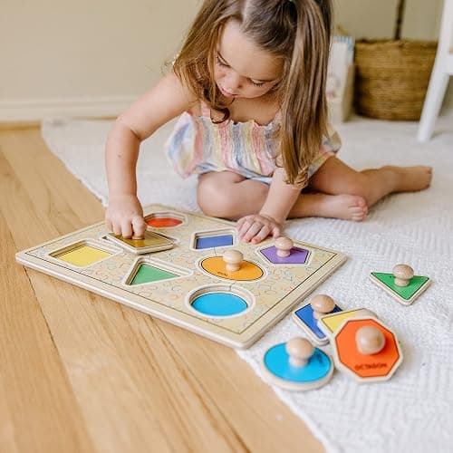 Melissa & Doug Deluxe Jumbo Knob Wooden Puzzle - Geometric Shapes (8 pcs) thumbnail 3
