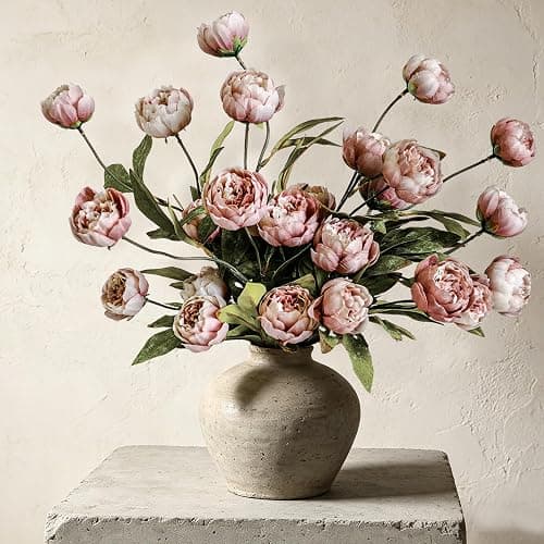Cherica 6Pcs Viral Peony Artificial Flowers for Vase，27in Real Touch Fake Flowers Branches with Flexible Wired Stems for Home Decor DIY Bouquet Centerpieces Wedding Shower Fillers Arrangements,Dusty thumbnail 7