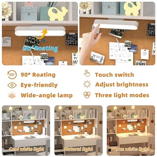 NKUGCFC 43 inch Kids Study Desk and Chair Set with Storage Hutch and LED Light, White Girls Desk with 4 Drawers for Child's Bedroom, Ideal for Homework for Ages 8-12 thumbnail 5