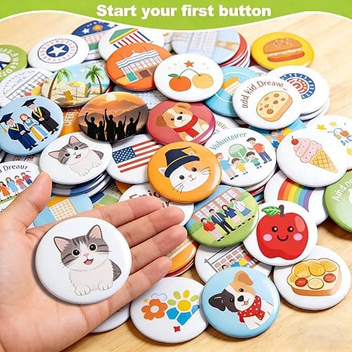 MK.Bear Button Maker Machine 58mm /2.25 inch for DIY Gift,Installation-Free Pin Maker Machine,Button Press Machine with Free 100pcs Button Parts & 100pcs Pictures &Adjustable Circle Cutter(Green) thumbnail 7