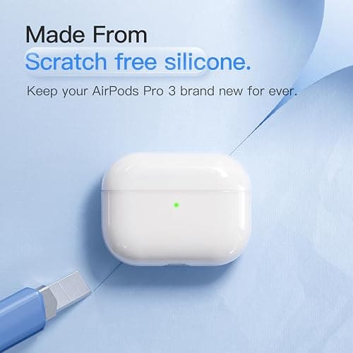 Case for AirPods Pro 3 Never-Sretch-Out DamonLight Shock-Proof Protective Semi Hard Silicone Case Compatible with Apple Airpods Pro 3rd Generation (White) thumbnail 4