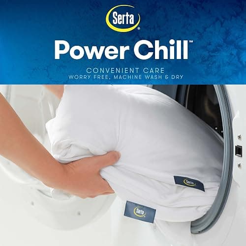 Serta Power Chill Cooling Pillow Protectors, Stain Resistant and Zippered Pillow Protector, Protects Pillow from Dust and Dirt (2 Pack), Standard/Queen, White thumbnail 7