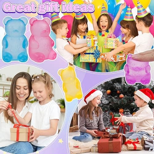 4 Pack Bear & Sugar Ball Designs, Anxiety Relief & Focus Toy, Maltose Filled Squeeze Toys for Sensory Play，Sensory Fidget Toys for Adults, Kids, Slow Rising Squishy Stress Ball thumbnail 5