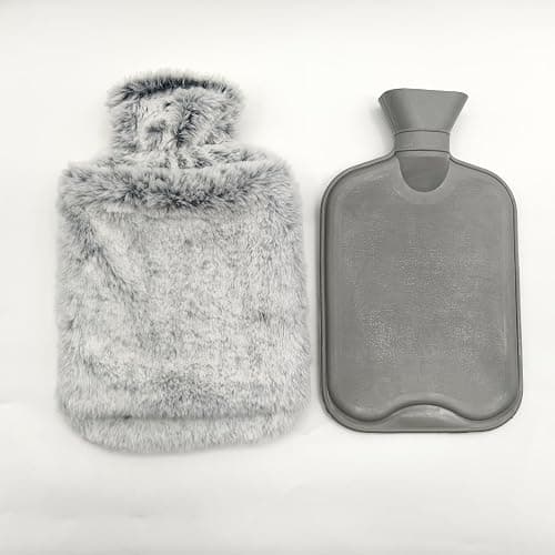 BOLEi Hot Water Bottle with Luxury Cosy Faux Fur Cover,2L Leakproof Large Hot Water Bag for Neck,Shoulder,Hand Feet Warmer,Gifts for Women,Men(Grey) thumbnail 11