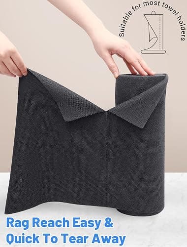 Gucass Mikrofasertücher Rolle 40 Stück, 30X30 cm Wiederverwendbare Putzlappen, Microfasertücher auf Rolle, Abreißbare Putztücher für Haus und Küche, Abreißbare Lappen (Grau) thumbnail 3