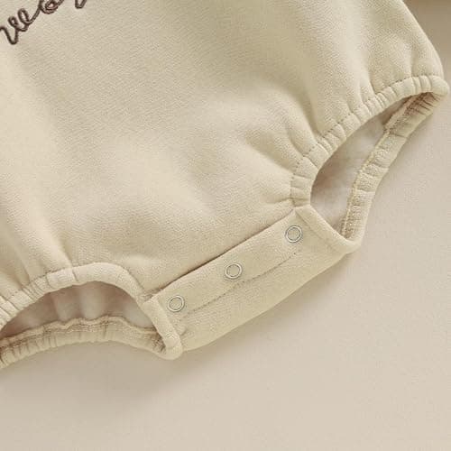 VISGOGO Newborn Infant Baby Boy Girls Oversized Romper Little Dude Sweater Onesie Coming Home Outfit Neutral Clothes - 0-3 Months - Hello World-beige thumbnail 7