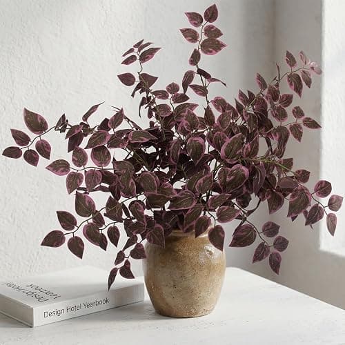 Daynight 35″ Fall Artificial Eucalyptus Stems, 12Pcs Silk Faux Eucalyptus Leaves Branches, Autumn Harvest Greenery Stems for Thanksgiving Halloween Farmhouse Table Centerpiece DIY Decor (12, Burgundy) thumbnail 2