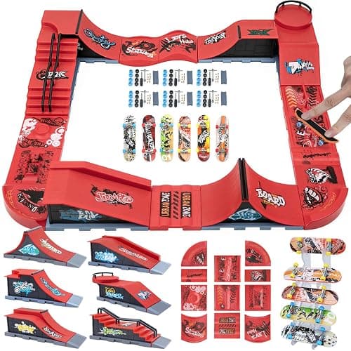 Gr8ware Finger Skateboard Ramp Set, 6 in 1 Plus 11 Buffer Plates Mini Skatepark for Fingerboard, Figure Boarding Skate Park, Fingerboard Skatepark Halfpipe Obstacle Deck for Holiday Party Favors - Image 1