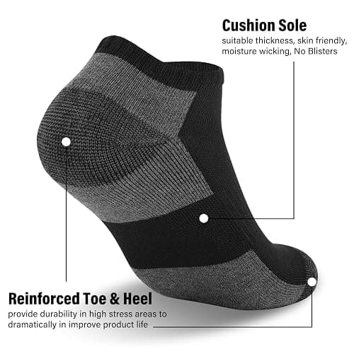 COOPLUS 12 Pack Mens Cushioned Ankle Socks, Low Cut Breathable Casual Socks (Shoe Size 6-11) thumbnail 6
