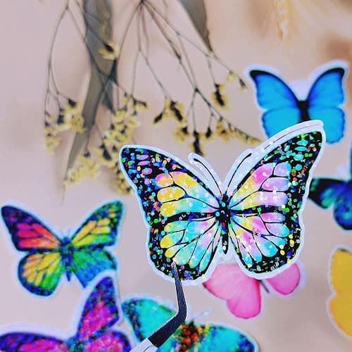36 Sheets Holographic Sticker Paper Holographic Clear Vinyl Self Adhesive Waterproof Transparent Laminating Sheets Rainbow Overlay with A4 (11.7 x 8.3 Inch) 6 Styles Mixed thumbnail 4