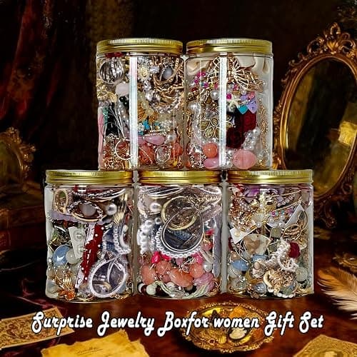 Mystery Jewelry Jar Set, 30+piece Mixed Surprise Jewelry Box for Women, Gift Set including necklace, earrings, ring, and bracelet – a unique birthday gift for her. thumbnail 2