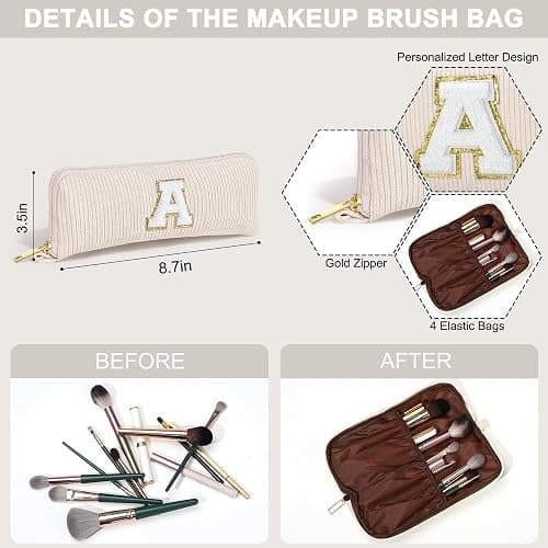 YOOLIFE Initial Travel Makeup Bag Cosmetic Bag - Teen Girl Gifts Trendy Stuff Friend Birthday Gifts for Women Teen Girl Kids thumbnail 3
