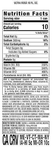 Monster Energy Ultra Rosa, Sugar Free Energy Drink, 16 Ounce (Pack of 15) thumbnail 2