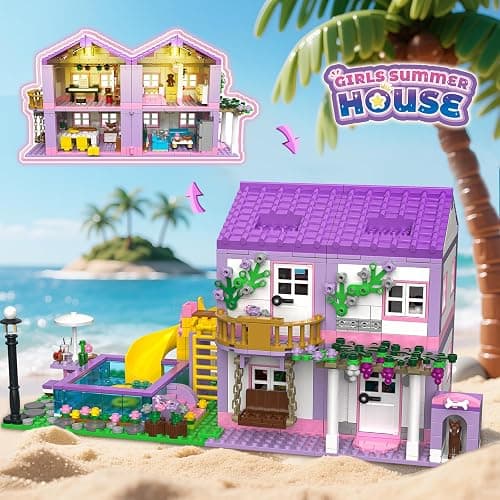Purple Girls Summer Villa Friends Building Set Compatible with Lego 3 in 1 Friends Construction Educational Toy for Kids Age 8-12 and Up 1081 PCS thumbnail 6