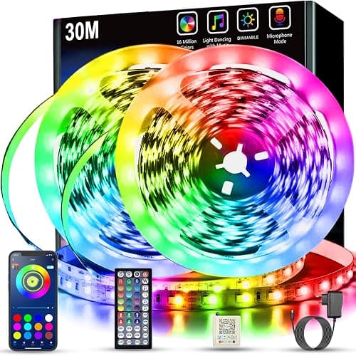 Keepsmile LED Strip 30m, RGB LED Streifen with Remote & Bluetooth APP Control,Timer Setting,Dimmable Led Lichtband Music Sync Colour Changing LED Lichterkette for Gaming Zimmer Deko (2 Rolls of 15 m) - Image 1
