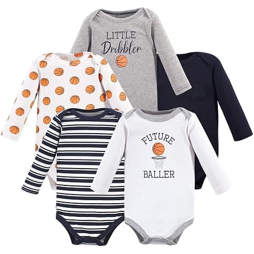 Hudson Baby baby-boys Cotton Long-sleeve Bodysuits 5-pack - Image 1