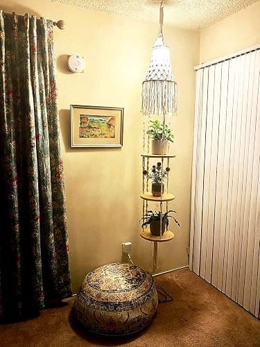 QIYIZM Boho Plug in Pendant Light Hanging Light with Plug in Cord,Dimmable Switch Hanging Lamp Macrame Lamp Shade and Plant Holder Shelf Indoor for Bohemian Decor Bedroom Corner Living Room thumbnail 8