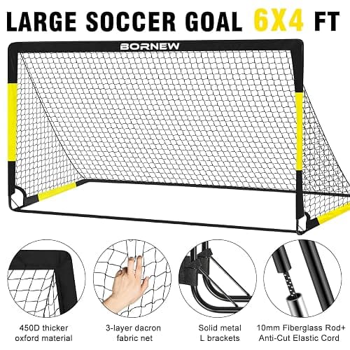 Kids Soccer Goal for Backyard Set - 2 Set of 7X5 / 6X4 ft Toddler Soccer Nets Training Equipment, Soccer Ball, Pop Up Portable Soccer Set for Kids and Youth Games and Training Goals Ages 3-16 Gift thumbnail 3