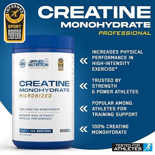 Applied Nutrition Creatine Monohydrate Powder 1Kg – 100% Micronized Creatine – 5g per Serving – Unflavoured – Supports High-Intensity Performance – 200 Servings thumbnail 2