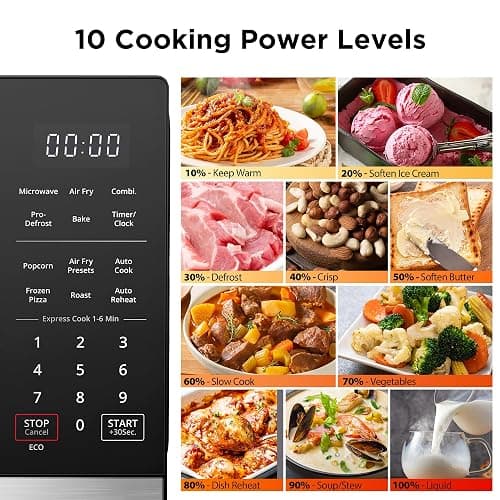 BLACK+DECKER 5-in-1 Microwave Oven with Air Fry, Combi, Bake, Roast, and Convection Cooking, 0.9 cu. ft. Countertop Microwave, Stainless Steel, 900 Watts, Child-Lock, ES9P032NA thumbnail 5