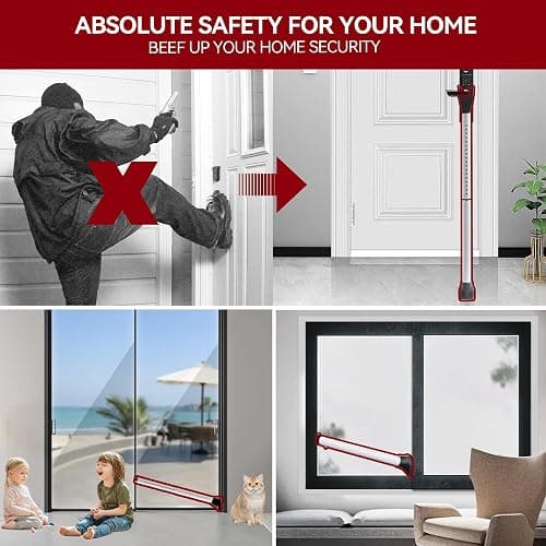 AceMining Upgraded Door Security Bar & Sliding Patio Bar, Heavy Duty Stoppers Adjustable Jammer for Home, Apartment, Travel (1 Pack,White) thumbnail 7