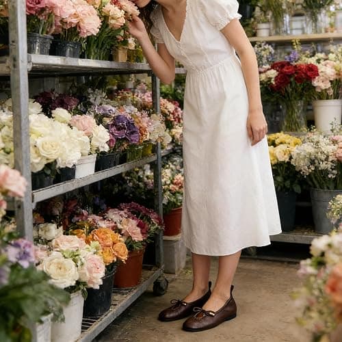 Riekhany Women Ballet Flats Square Toe Lace Up Bow Ballerina Shoes Cute Slip On Casual Mary Jane Shoes thumbnail 3