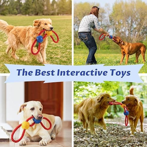 Aitmexcn Dog Rope Toy, Tough Tug of War Toy for Medium and Large Dogs | Natural Cotton, Teeth Cleaning Chew Toy, Interactive Play for Boredom Relief, Durable Pull Rope Toy for Dogs thumbnail 6