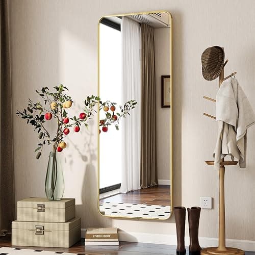 BEAUTYPEAK Gold Full Length Mirror, 56"x21" Rounded Corner Floor Mirror Standing Hanging or Leaning Against Wall, Suitable for Bedroom or Dressing Room thumbnail 4